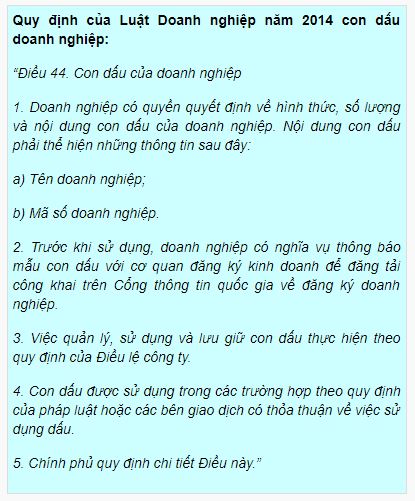 Quy định về con dấu doanh nghiệp theo Luật doanh nghiệp 2014.